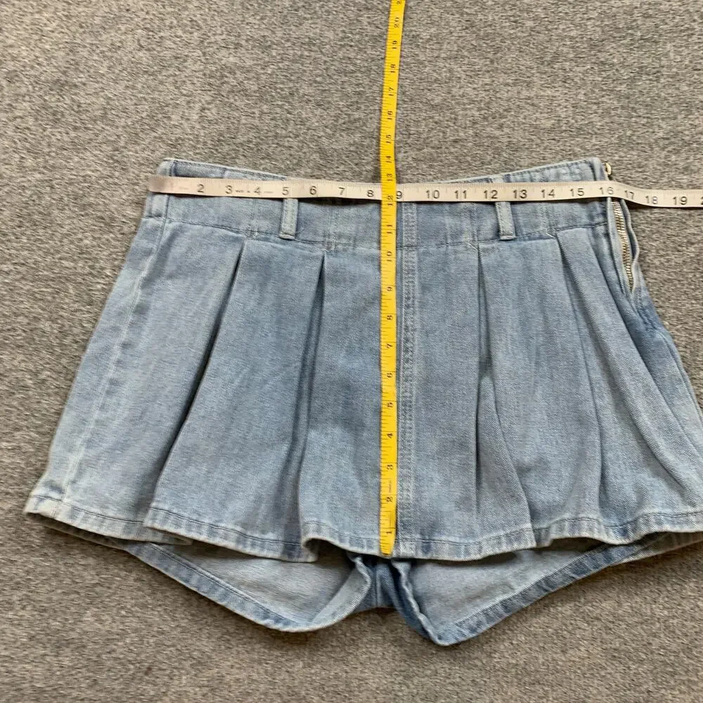 Altard State Skort Womens L Large Denim Pleated Side Zipper Flared Skater